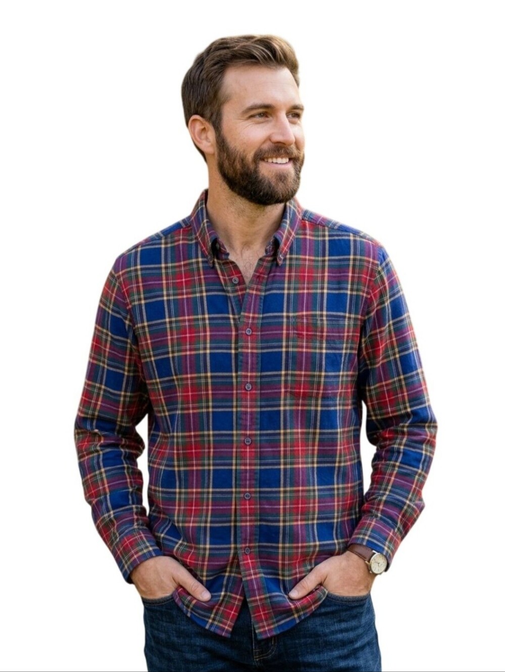 L.L. Bean Multi Color Plaid Men's Cotton Flannel Shirt Size XL